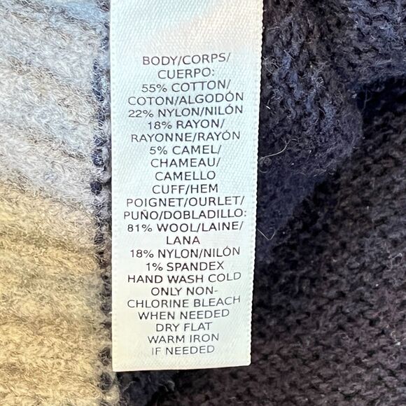 LOFT Ann Taylor Blue/Grey Pullover Sweater PXXS Ribbed Mock Neck Colorblock - Picture 5 of 6